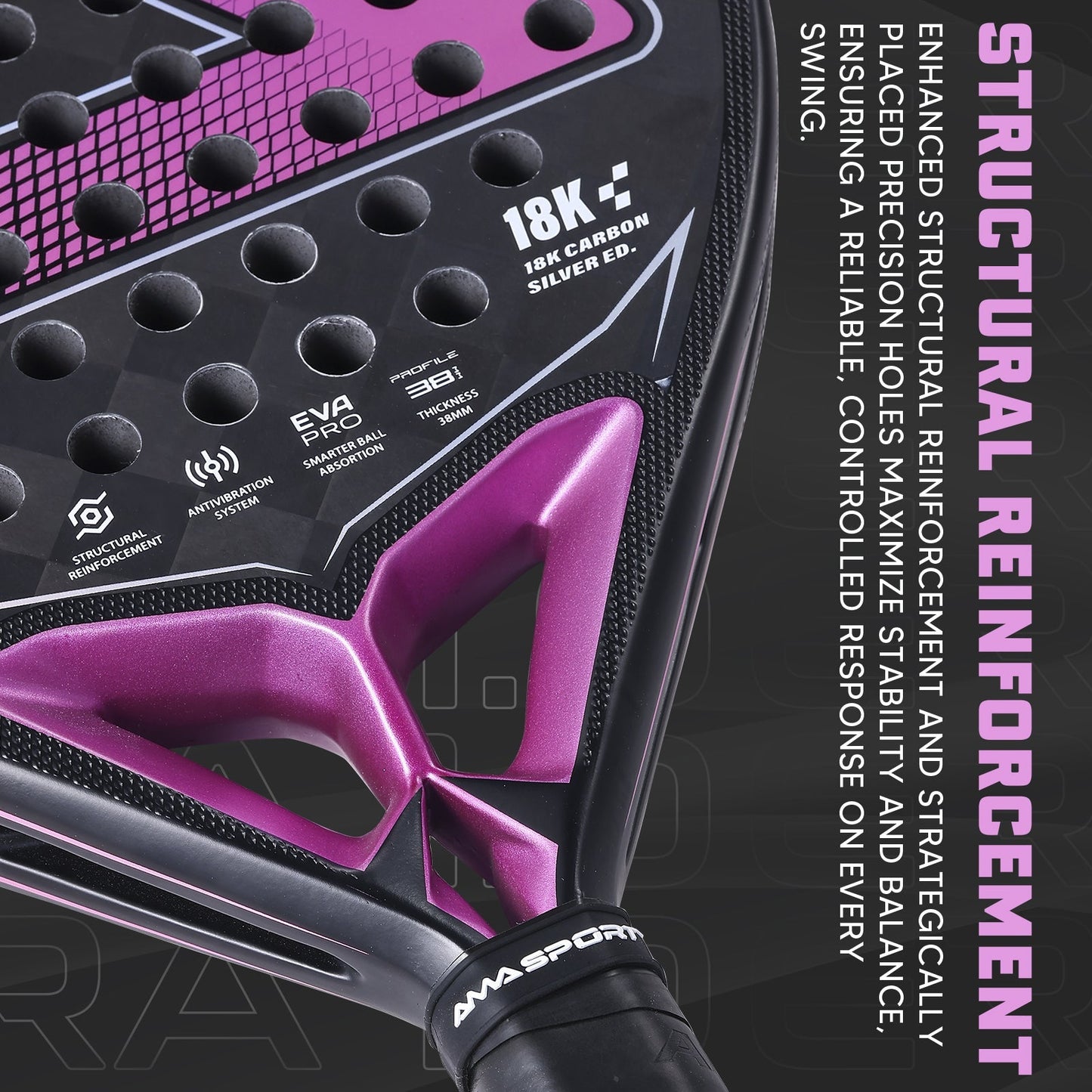 AMA Sport NTO JP89 Padel Racket 18K Carbon Diamond Shape Pink