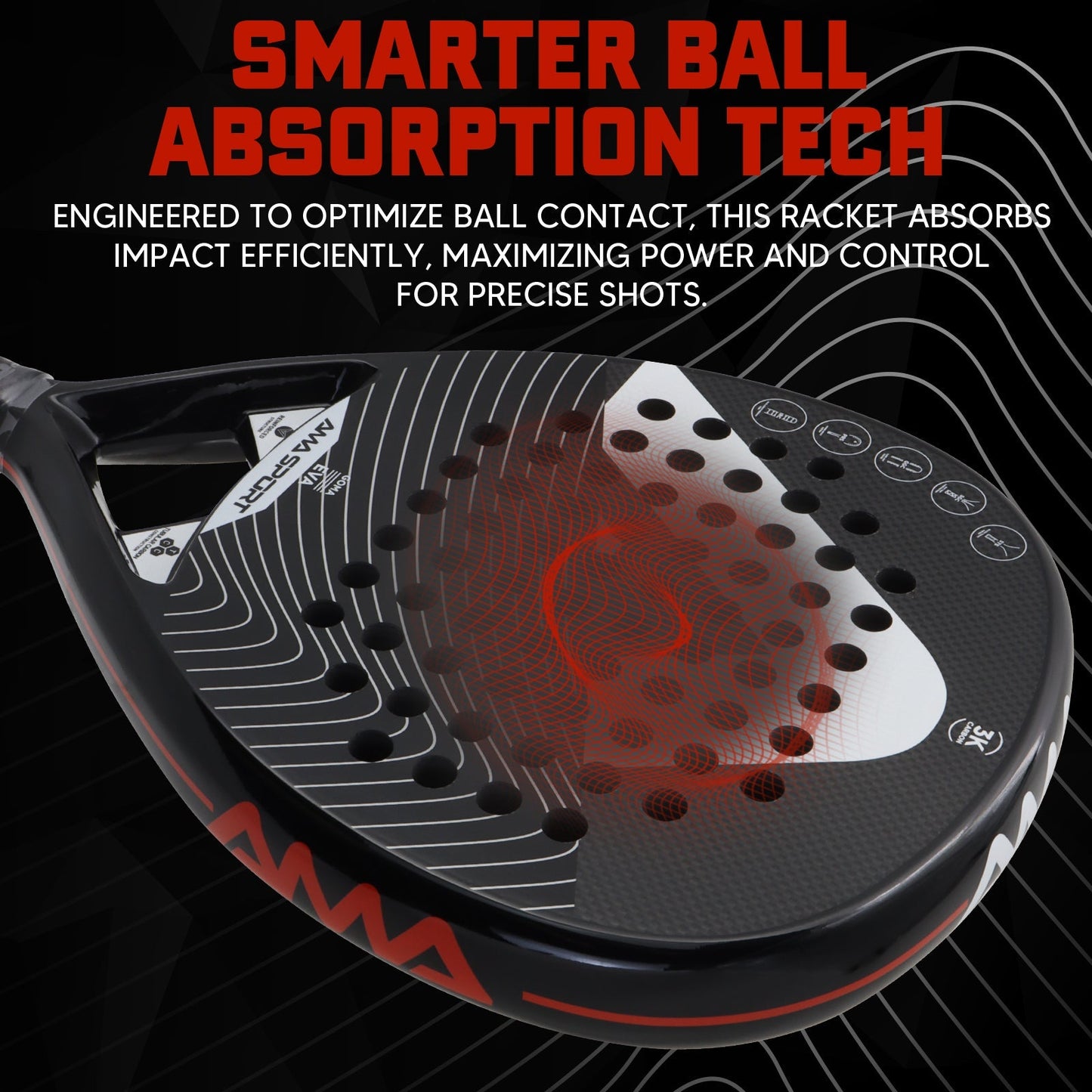 AMA Sport Goma P42 Padel Racket 3K Carbon Teardrop Shape