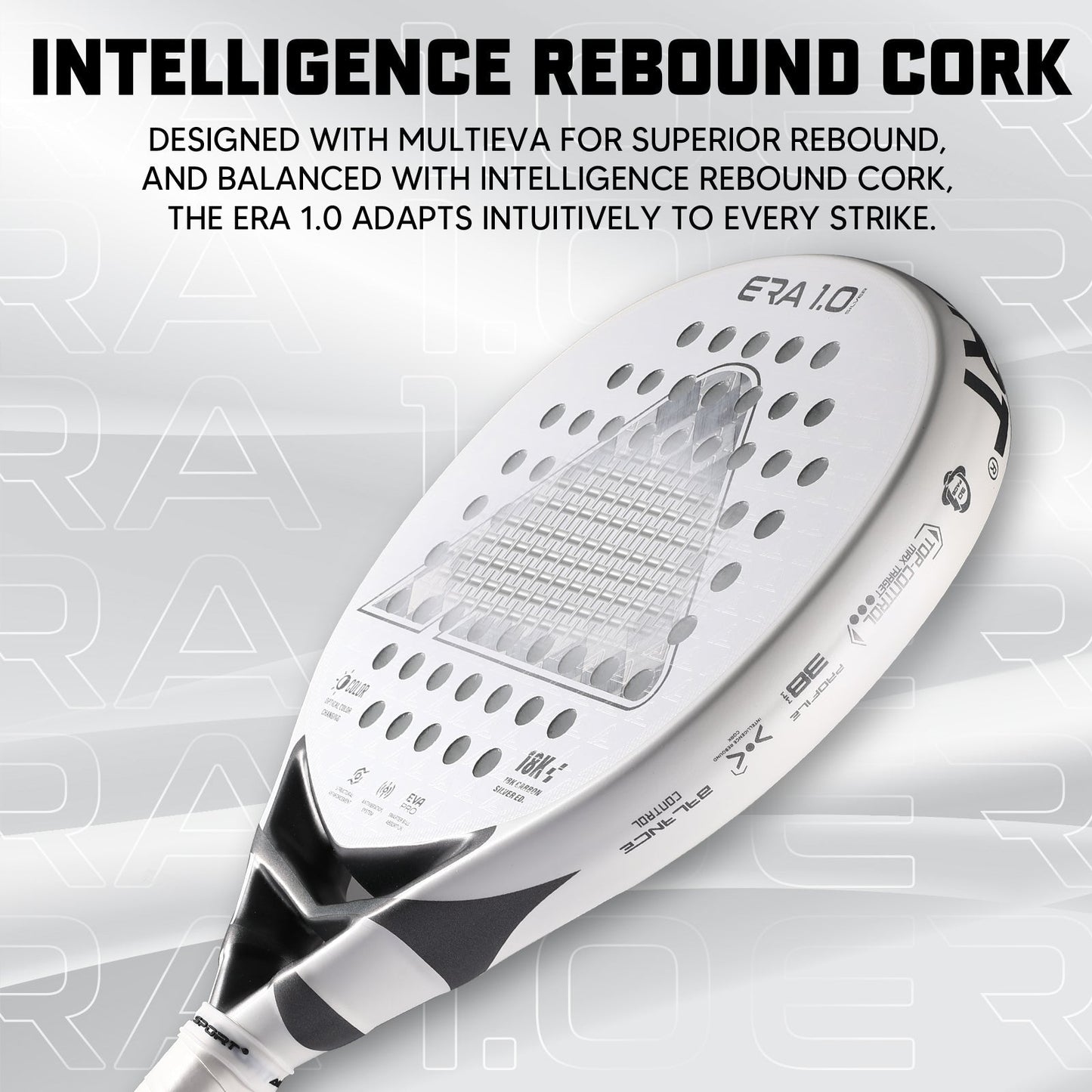 AMA Sport ERA 1.0 Silver Padel Racket 18K Carbon Teardrop Shape