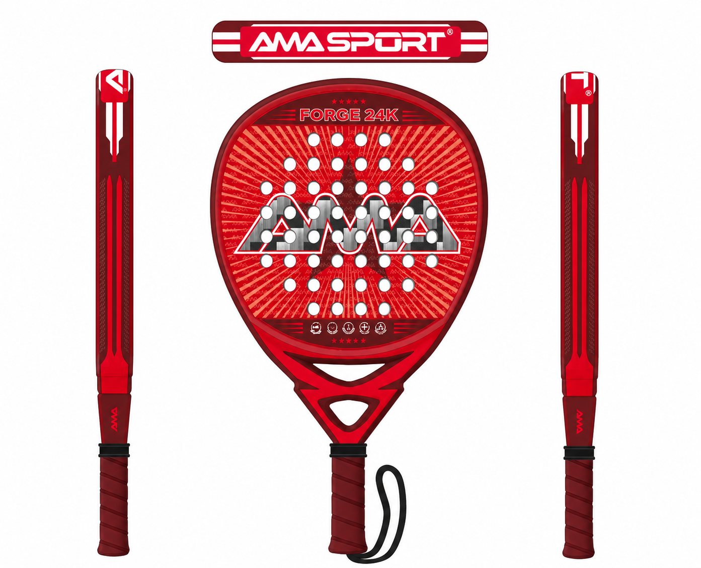 AMA Sport NXT-VG Pro Padel Racket 24K Carbon Diamond Shape Red
