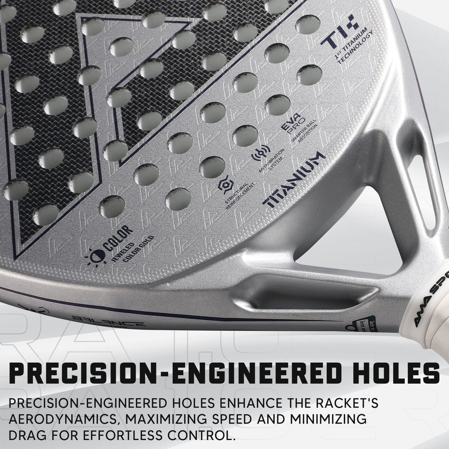 AMA Sport ERA 1.0 Titanium Silver Padel Racket Carbon Diamond Shape
