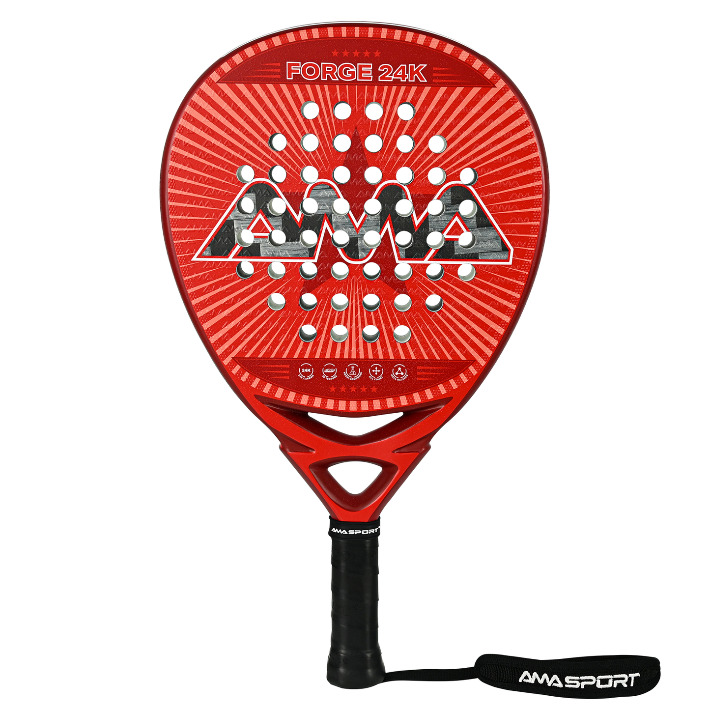 AMA Sport NXT-VG Pro Padel Racket 24K Carbon Diamond Shape Red