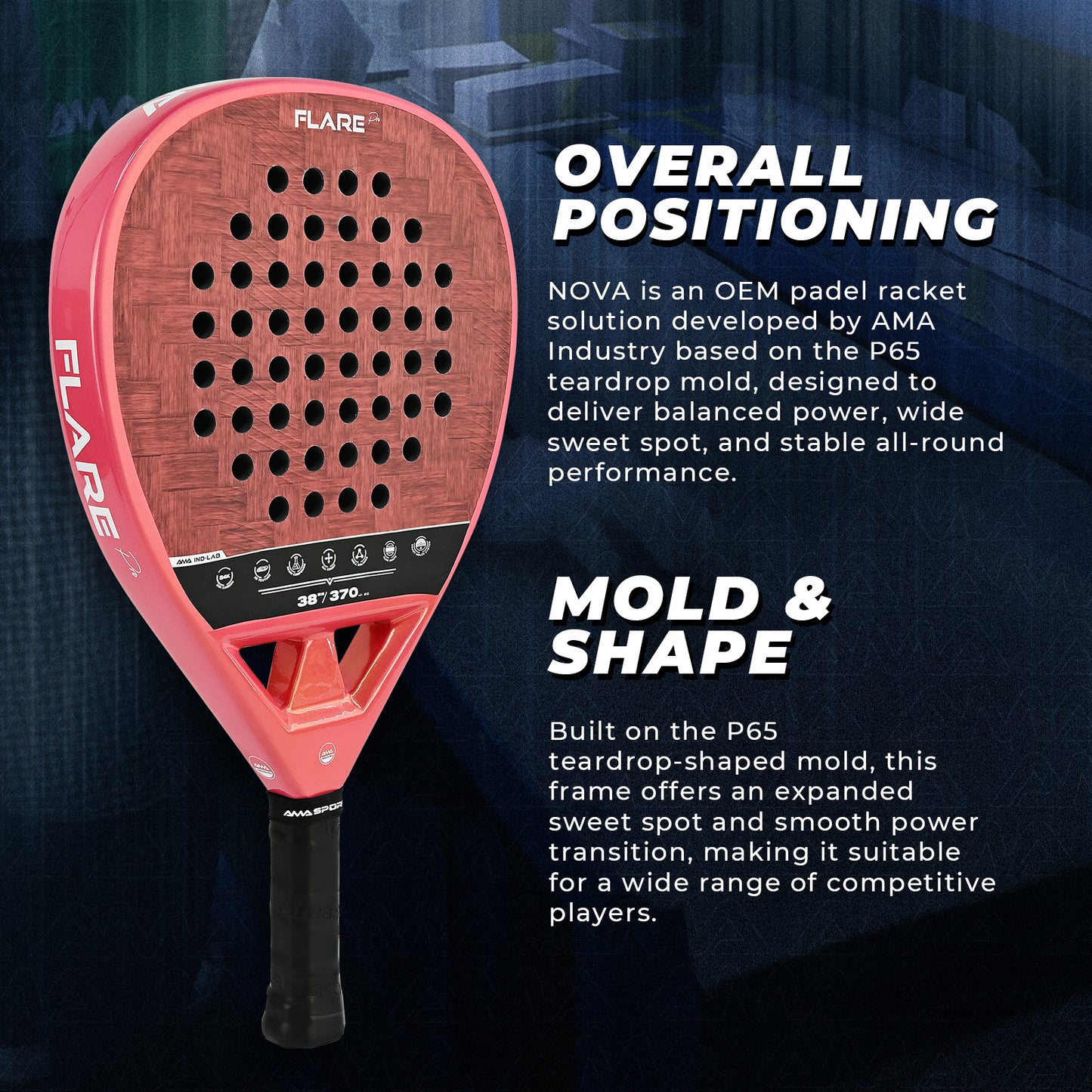 AMA SPORT Flare Padel Racket-P43-Hybrid
