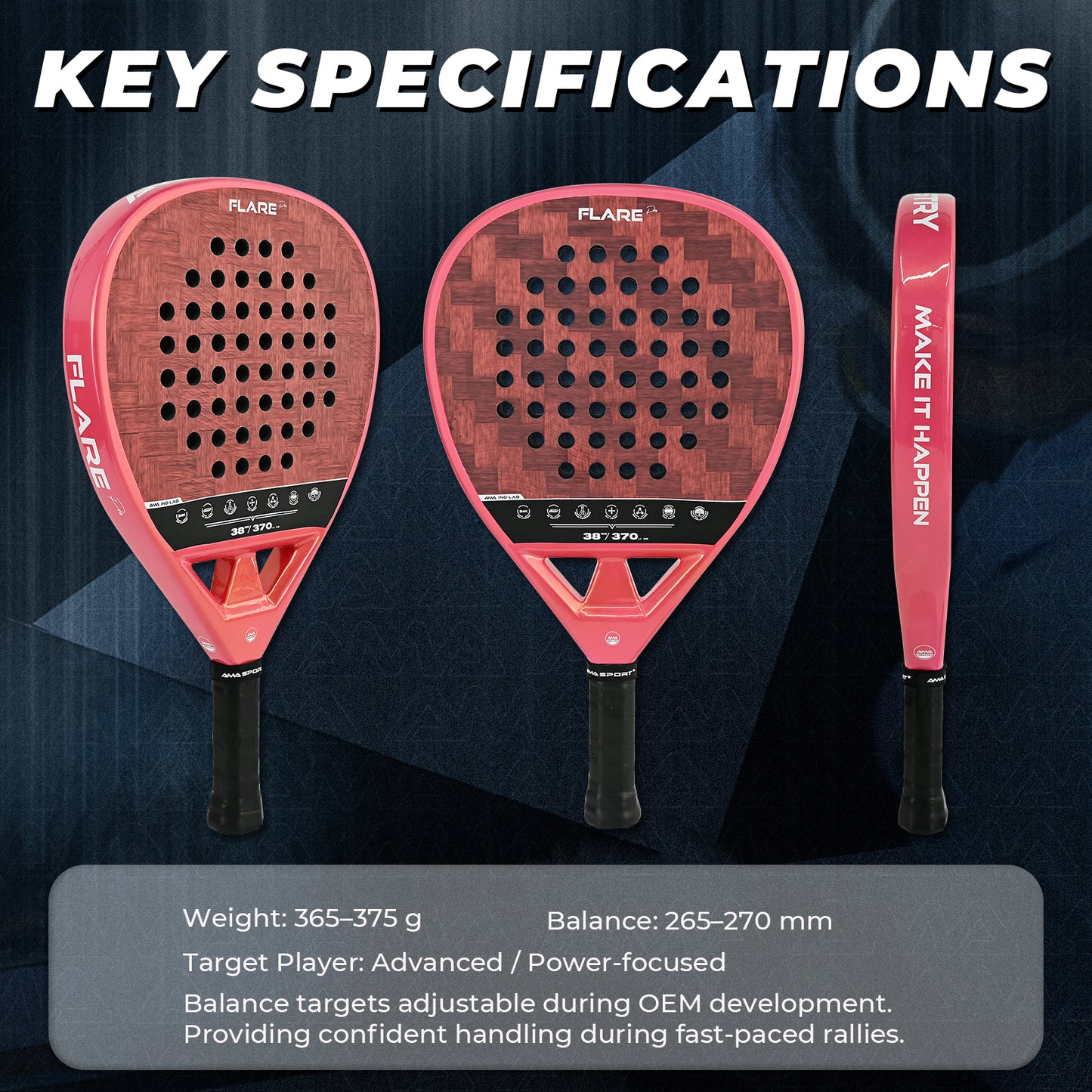 AMA SPORT Flare Padel Racket-P43-Hybrid