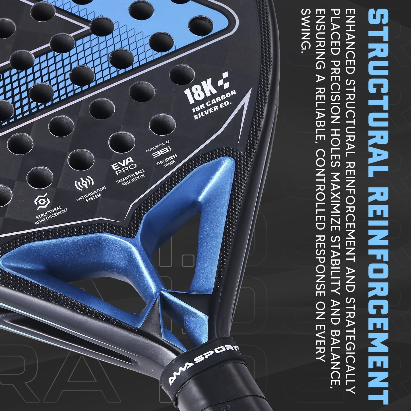 AMA Sport NTO JP89 Padel Racket 18K Carbon Diamond Shape Blue