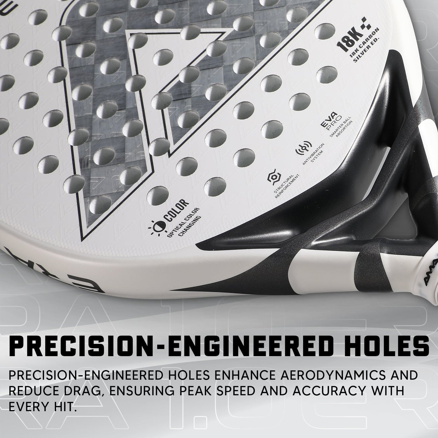 AMA Sport ERA 1.0 Silver Padel Racket 18K Carbon Teardrop Shape