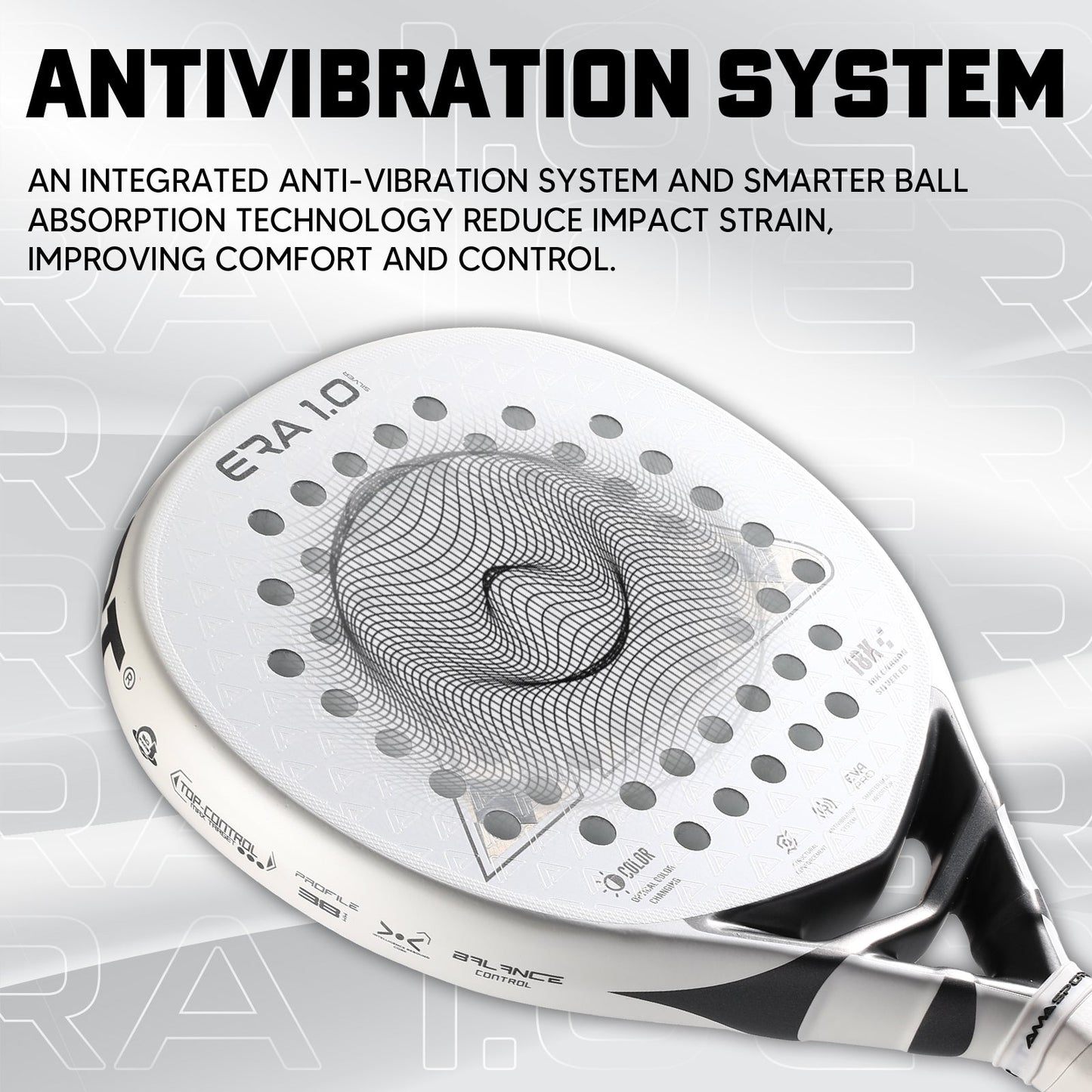 AMA Sport ERA 1.0 Silver Padel Racket 18K Carbon Teardrop Shape