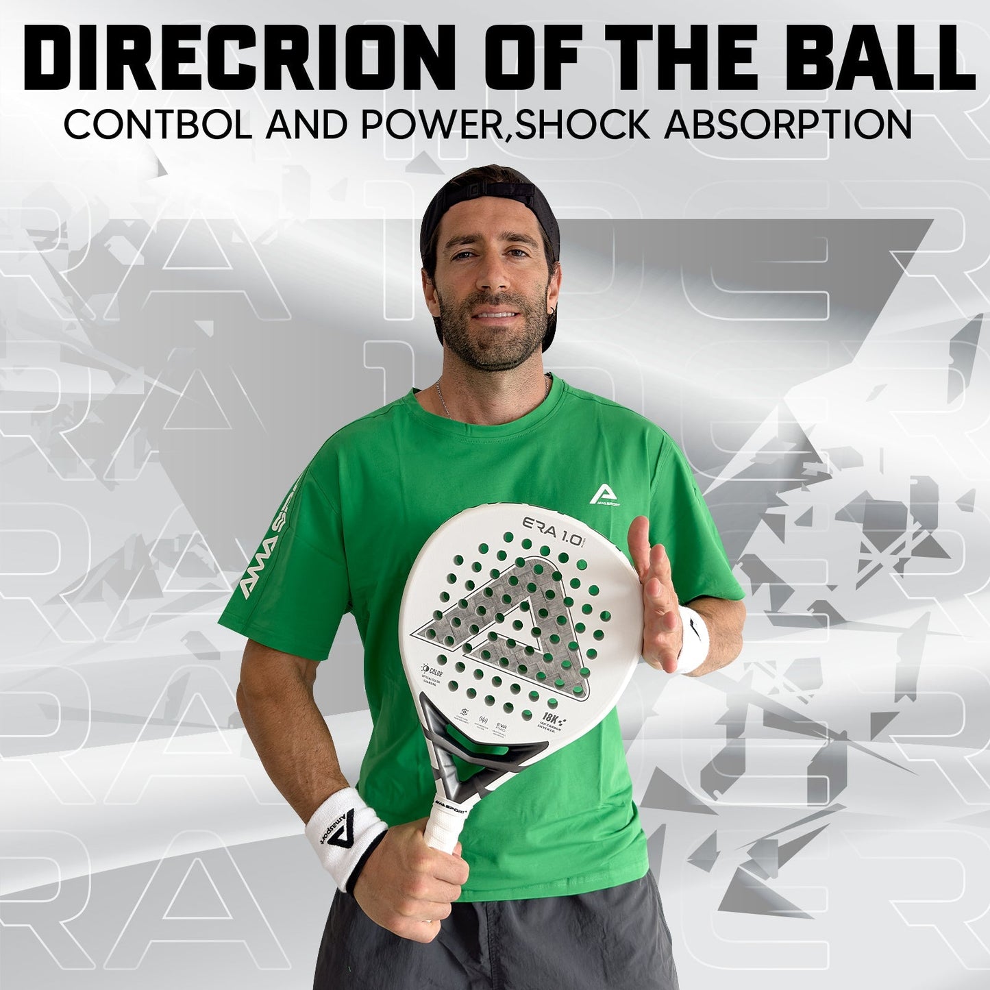 AMA Sport ERA 1.0 Silver Padel Racket 18K Carbon Teardrop Shape