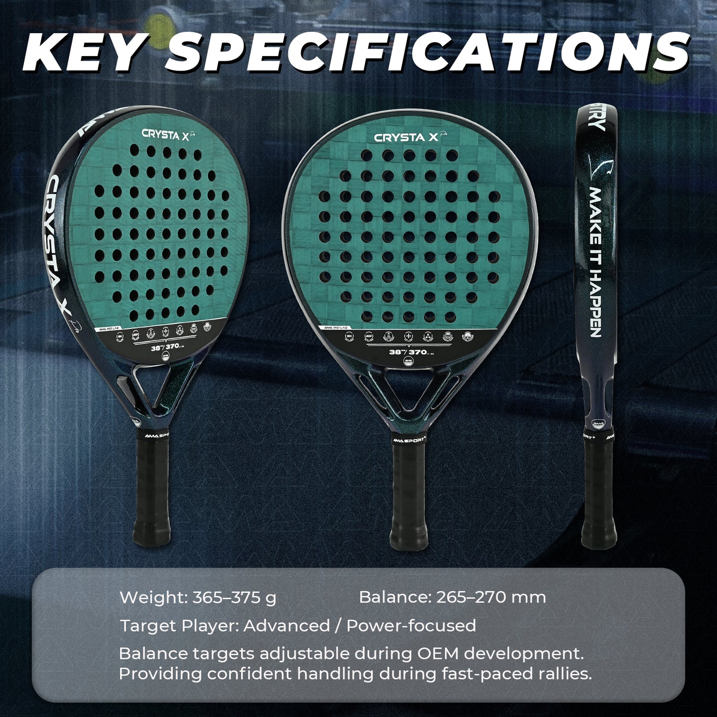 AMA SPORT CRYSTA Padel Racket-JP93-Diamond