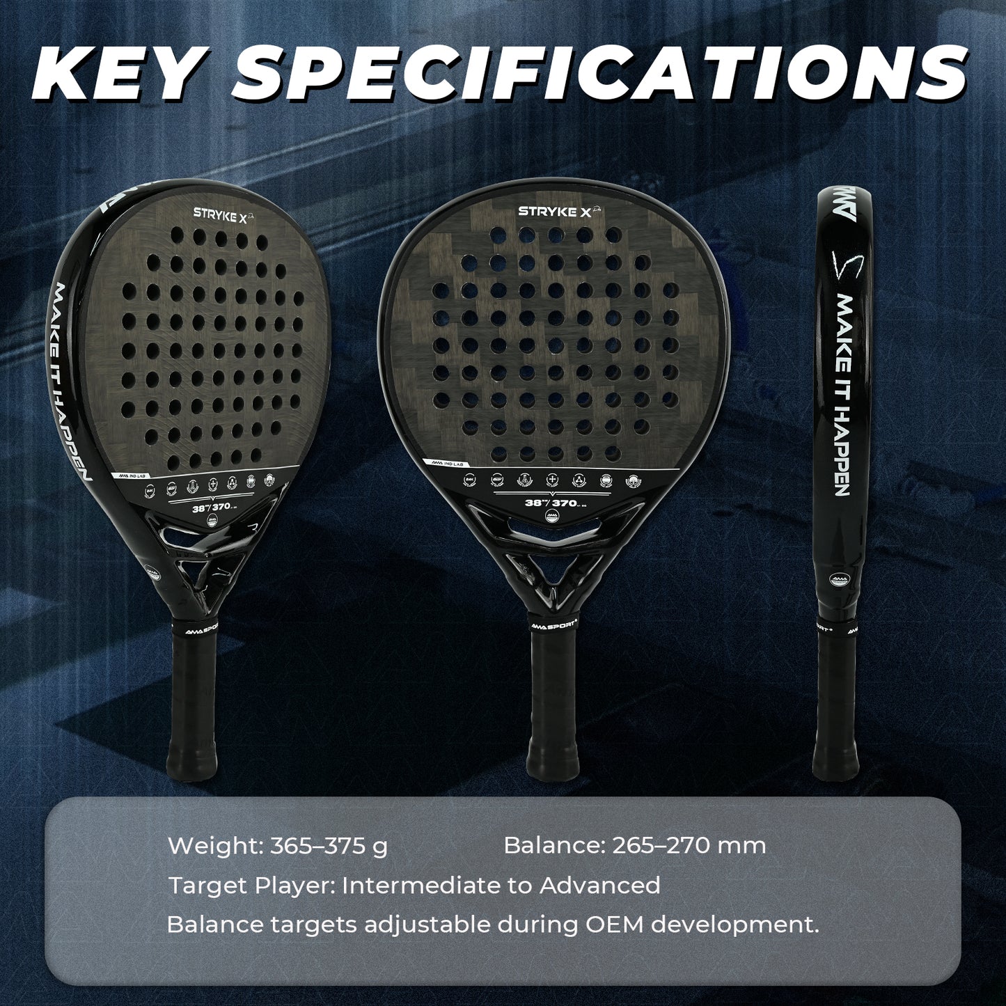 AMA SPORT STRYKE Padel Racket-JP91-Teardrop