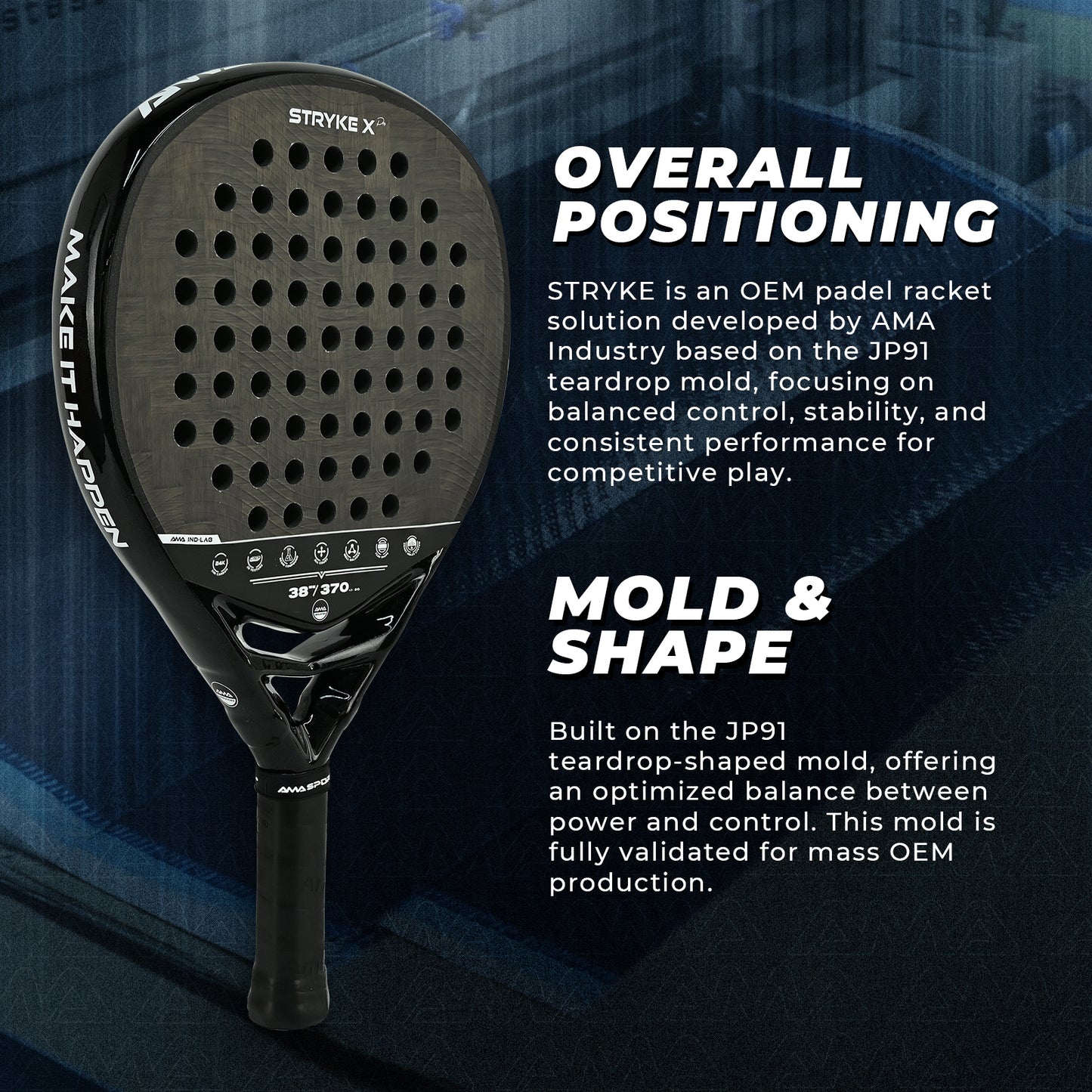 AMA SPORT STRYKE Padel Racket-JP91-Teardrop